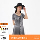 美特斯邦威格紋連衣裙女夏季新款舒適時(shí)尚校園風(fēng)高腰黑色女士裙子 影黑 M 160 84A