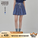Teenie Weenie小熊半身裙女2025年夏季新款細(xì)褶碎花小清新文藝短裙 藏青色 M