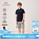 英氏（YEEHOO）男童套裝兒童衣服夏季POLO衫短袖短褲兩件套休閑透氣男孩夏裝新款 字母學(xué)院精英深藍(lán)+舒爽夏日花灰 170