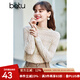 百圖（betu）betu百圖女裝長袖雪紡衫春秋上衣小心機(jī)優(yōu)雅名媛風(fēng)蕾絲衫2101T20 杏色 M