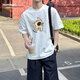 Homlean美式簡(jiǎn)約短袖t恤男春夏季可愛(ài)小狗純棉寬松內搭上衣OM15白色XL