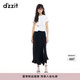 DZZIT地素半身裙2025夏季新款荷葉邊開衩設(shè)計盛夏裙子女3J2S4201A 黑色 常規(guī) M