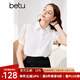 百圖betu女裝夏季新款襯衫翻領白襯衣拼接珠光紗襯衫女2404T50 白色 S