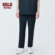 無印良品 MUJI 男式 易干 彈力 錐形褲 男士長褲子早秋款 休閑褲 AE0X7A4S 深藏青色 L (175/88A)