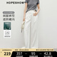 紅袖天絲棉休閑褲2025夏季新款女裝氣質(zhì)壓褶顯瘦質(zhì)感寬松百搭闊腿長褲 本白001 M