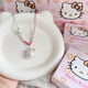 hellokitty項鏈女足銀999寶寶純銀吊墜可愛(ài)凱蒂貓鎖骨鏈生日禮物 hellokitty彩色貓+愛(ài)心漸變粉繩