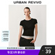 UR2025夏季新款女裝時尚休閑撞色假兩件圓領(lǐng)短袖T恤UWM450093 正黑 M