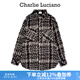 Charlie Luciano【黃子韜同款】黑色磨毛襯衫編織寬松情侶男女同款cl小香風(fēng)外套 黑金 S