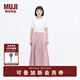 無印良品（MUJI）IDEE 女式 平紋 寬版褲 褲子女款休閑褲女裝裙褲 闊腿褲 夏季 煙熏粉色 均碼