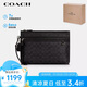 蔻馳（COACH）【品牌直供】男士CARRY ALL經(jīng)典老花印花手拿包灰黑色人造革