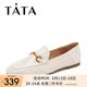 他她（TATA）方頭樂(lè)福鞋女休閑平底一腳蹬小皮鞋女單鞋春秋款FLC22AM4 米色 38