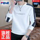 FEAE官方品牌長(zhǎng)袖T恤男秋冬款印花寬松舒適大碼圓領(lǐng)保暖衛(wèi)衣打底上衣 白色【819單款】 3XL 【建議170-190斤】