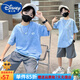 迪士尼（Disney）童裝男童夏裝套裝兒童衣服男孩夏季短袖短褲運動裝男孩速干衣夏款 藍色 150 建議11~12歲（140-150cm）