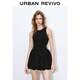 UR【明星同款】春季新款女裝拼接抽繩無(wú)袖連衣裙UYV750026 正黑 (偏短) S