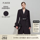 AMII2025秋新款干練通勤西裝領(lǐng)墊肩修身長款外套女開叉四面彈12443064 黑色 160/84A/M