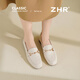 ZHR平底單鞋女春秋氣質(zhì)樂福鞋女舒適通勤風豆豆皮鞋女 AH698米色37