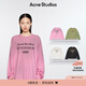Acne Studios【七夕禮贈】 男女同款 做舊1996印花寬松落肩長袖T恤上衣CL0197 糖果粉色 S