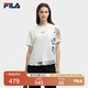 FILA 斐樂(lè)官方女子針織短袖衫2025夏新款時(shí)尚休閑舒適拼接圓領(lǐng)T恤 云菇白-WT XL 175/92A/XL