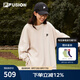 FILA FUSION斐樂潮牌情侶款套頭衛(wèi)衣秋簡約寬松針織上衣可選加絨 藊豆灰-BG M