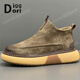 Diggorl輕奢品牌高幫男鞋板鞋2025新款百搭中幫休閑鞋增高男士馬丁短靴 卡其色 38 （標準皮鞋碼）