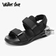 Walker Shop涼鞋男士季韓版時尚運動涼拖鞋兩用鞋休閑沙灘鞋外出 黑色A款 40