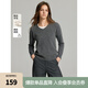 ELLE【100%綿羊毛】?jī)?yōu)雅V領(lǐng)毛衣女2024秋季新款簡(jiǎn)約通勤毛針織衫 中灰 M