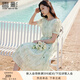 香影扎染綠色連衣裙女2025夏季新款超仙泡泡袖系帶海邊度假風(fēng)裙子 淺綠 M 160/84A/95-110斤