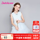 笛莎（DEESHA）童裝女童連衣裙2025夏季新款小女孩甜美層疊網(wǎng)紗針織連衣裙 淺藍 110
