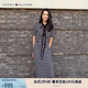 TOMMY HILFIGER【顯瘦百搭】夏季女休閑條紋收腰開叉POLO長裙連衣裙02497 黑白條紋0AY M
