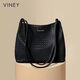 vineyViney包包女2025新款時(shí)尚簡(jiǎn)約百搭托特包休閑編織單肩通勤大容量 黑色