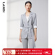 藍(lán)地（LANDI）卷邊五分袖羊毛西服外套女春季新款系帶西裝上衣 淺灰色 S