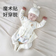 寶寶分體套裝春秋季0到3個(gè)月嬰兒a類(lèi)純棉衣服小月齡和尚服兩件套 【A類(lèi)純棉】藍帽熊 52cm