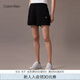Calvin KleinJeans25春夏女士通勤簡約印花ck松緊腰修身針織休閑短褲47AB601 UB1-太空黑 S