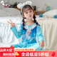 奧特曼兒童睡衣女童春秋薄款長袖女孩寶寶小孩卡通公主家居服套裝蘇菲亞 熱售長袖套854#藍愛莎 120 身高110-120cm年齡6-7歲