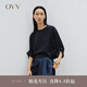 OVV【重磅真絲】2024春夏新款女裝18MM雙縐燈籠袖圓領(lǐng)T恤 藏青09 XL