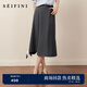 詩(shī)凡黎（'SEIFINI）【商場(chǎng)同款】詩(shī)凡黎赫本風(fēng)A字半身裙25秋新款顯瘦中長(zhǎng)裙3G7141371 夾花灰 L