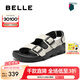 百麗（Belle）透氣休閑涼鞋女25夏季新商場款魔術(shù)貼外穿拖鞋D5X1DBL5 米白 39 (245mm)