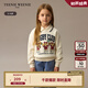 Teenie Weenie Kids小熊童裝24秋冬款女童甜美撞色翻領(lǐng)加絨衛(wèi)衣 象牙白 140cm