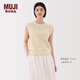無印良品（MUJI） 女式 強捻網(wǎng)眼法國袖毛衣 女款背心25年夏季針織衫女裝 BA1QFA5S 象牙色 S (155/80A)