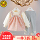 G.DUCKKIDS小黃鴨童裝女童春秋套裝25新款嬰幼兒童衣服寶寶禮服公主裙三件套 粉紅色l三件套 100 cm