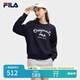 FILA 斐樂(lè)官方女子套頭衛(wèi)衣2025春新款休閑刺繡寬松針織長(zhǎng)袖上衣 秘鏡藍(lán)-DB M （165/84A/M）