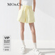 MO&Co.【UPF40+防曬】運動(dòng)風(fēng)撞邊高腰短褲寬松休閑褲女摩安珂 嫩草黃色-第2批 M 165