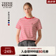 Teenie Weenie小熊T恤女2025年夏季新款海軍風(fēng)休閑圓領(lǐng)條紋短袖T恤女