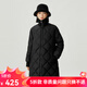 哥弟真的好（GIRDEAR）女裝菱格壓紋中長(zhǎng)款鴨絨羽絨服女A400742 黑 M (3碼)