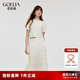 歌莉婭女裝波西米亞風(fēng)長(zhǎng)裙套裝亞麻編織上衣半裙氣質(zhì)沙灘裙1C6CAA370 05W米白 S