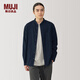 無印良品（MUJI） 男式 法蘭絨 立領(lǐng)長袖襯衫 男士襯衣外套 男裝上衣冬季空調(diào)衫 藏青色 L(175/100A)