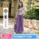 Olrain歐芮兒灰色修身上衣紫色慵懶風(fēng)褲子女夏季2025新款兩件套裝 灰色 L