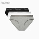Calvin Klein內(nèi)衣【七夕禮物】女士三條ck本命年棉質(zhì)比基尼三角內(nèi)褲女QP2349O MP1-太空黑/椰青灰/月光白 3條 S 尺碼偏大，建議拍小一碼