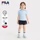 FILA【套裝】斐樂(lè)兒童娃娃領(lǐng)短袖短褲2025年夏季新款女小童兩件套 淺天藍(lán)-LB 110