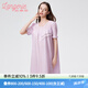 蘭卓麗（Langerie）蘭卓麗純棉短袖睡裙女家居服防凸點睡衣寬松舒適透氣可外穿夏季薄 睡裙-馬卡龍紫 L (165)